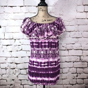 Off Shoulder Purple Tie Dye Blouse